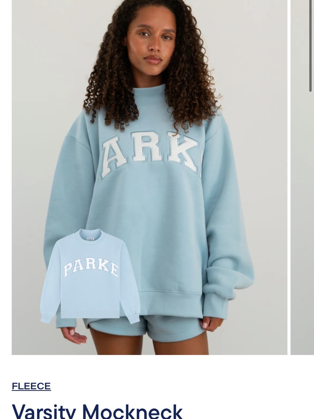 Parker Powder Blue Varsity Mockneck Sweatshirt - Parker